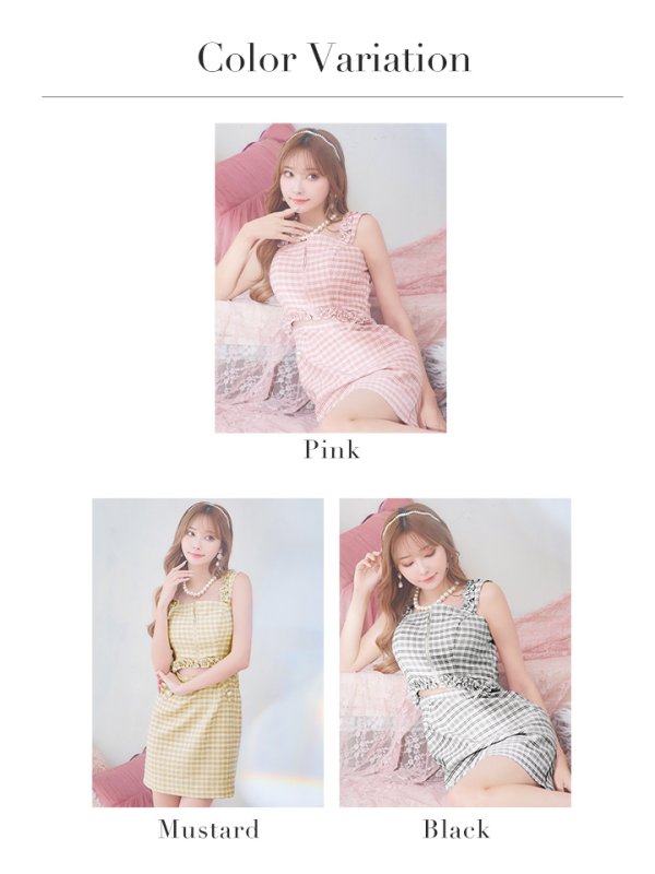 画像21: XSサイズあり【IRMA/イルマ】ツイード/ チェック柄/ フロントジップ/ ビスチェ/ ショルダーフリル/ ウエストカット/ タイト/ ミニドレス/ キャバドレス【HC02】 (21)