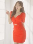 画像20: sugarオリジナルカラー・XSサイズあり【IRMA/イルマ】パフスリーブ/ 半袖/ 袖あり/ ワンカラー/ カットアウト/ ニット/ ストレッチ/ パールボタン/ タイト/ ミニドレス/ キャバドレス[OF2A] (20)