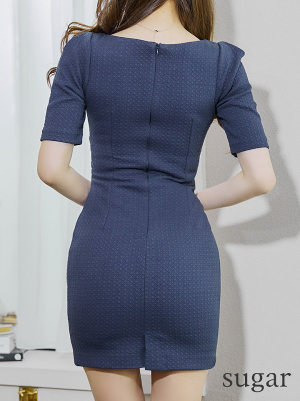 画像44: sugarオリジナルカラー・XSサイズあり【IRMA/イルマ】パフスリーブ/ 半袖/ 袖あり/ ワンカラー/ カットアウト/ ニット/ ストレッチ/ パールボタン/ タイト/ ミニドレス/ キャバドレス【HC02】 (44)