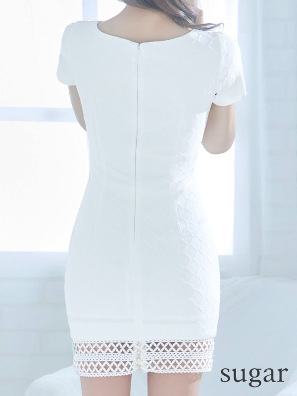 画像11: XS-Lサイズあり【IRMA/イルマ】シンプル/ ワンカラー/ 半袖/ 袖あり/ ビジュー/ タイト/ ミニドレス/ キャバドレス【HC02】 (11)