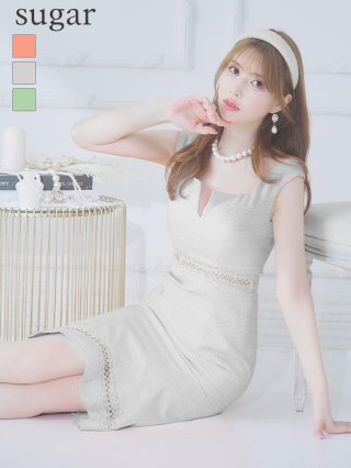 JEAN MACLEAN 膝丈ドレス JEANMACLEAN/ジャンマクレーン】ケミカルレースデザイン タイト