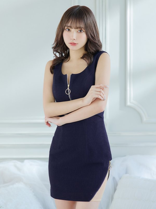 画像18: sugarオリジナルカラー・XSサイズあり【IRMA/イルマ】フロントジップ/ スリットファスナー/ ウエストカット/ ワンカラー/ ストレッチ/ タイト/ ミニドレス/ キャバドレス【HC02】 (18)