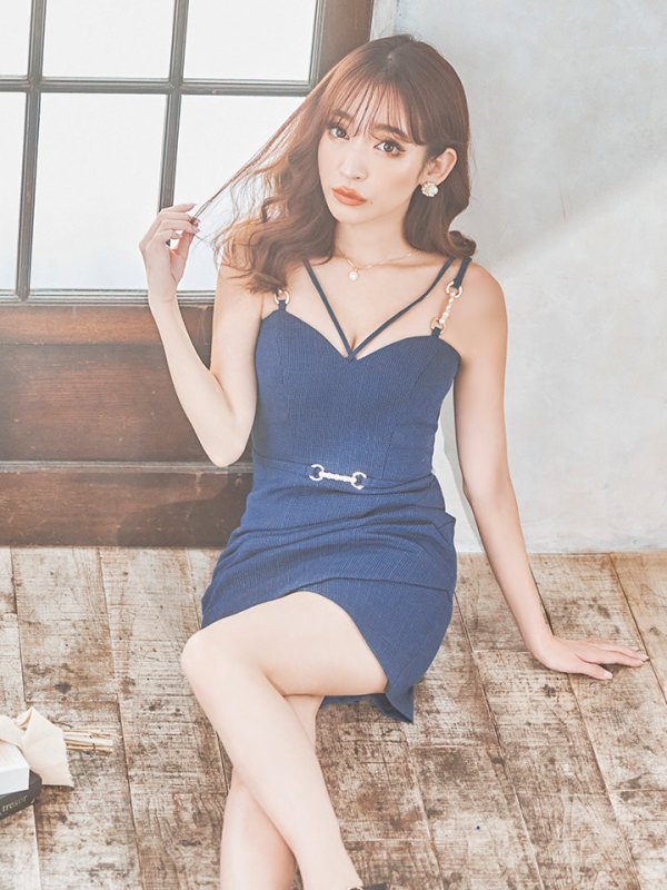 画像3: 【LIMITED SALE開催中！! 11月11日より順次発送予定】XSサイズあり【IRMA/イルマ】シンプル/ ワンカラー/ キャミソール/ パール/ バックル/ タイト/ ミニドレス/ キャバドレス【HC02】 (3)