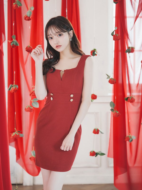 画像4: XSサイズあり【IRMA/イルマ】シンプル/ ワンカラー/ ノースリーブ/ スクエアネック/ ストレッチ/ タイト/ ミニドレス/ キャバドレス【HC02】 (4)