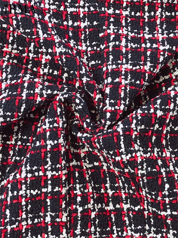 画像7: XSサイズあり【IRMA/イルマ】チェック柄/ ツイード/ 五分袖/ 袖あり/ ウエストカット/ タイト/ ミニドレス/ キャバドレス【HC02】 (7)