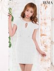 画像3: XSサイズあり【IRMA/イルマ】ツイード/ バストカットアウト/ ビジュー/ 半袖/ 袖あり/ タイト/ ミニドレス/ キャバドレス[OF2A] (3)