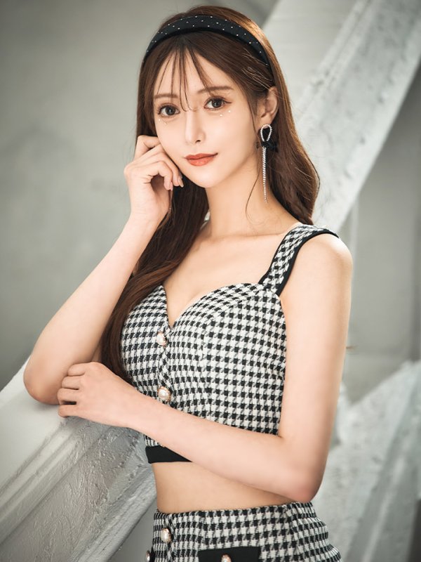 画像33: 【すず/関西コレクション着用】XSサイズあり【IRMA/イルマ】セットアップ/ 千鳥柄/ パール/ ノースリーブ/ タイト/ ミニドレス/ キャバドレス【HC02】 (33)