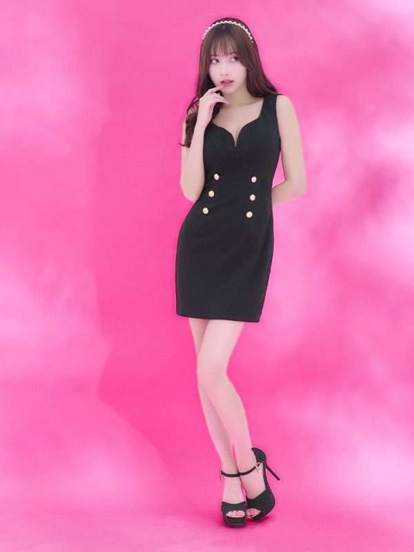 画像3: 【LIMITED SALE開催中！! 11月11日より順次発送予定】sugarオリジナルカラー☆XSサイズあり【IRMA/イルマ】シンプル/ ワンカラー/ ボタン/ ノースリーブ/ タイト/ ミニドレス/ キャバドレス【HC02】 (3)