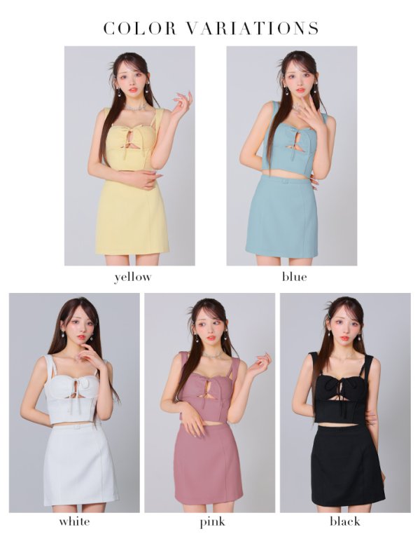 画像19: XSサイズあり【Glossy/グロッシー】バストリボン/ ストレッチ/ ワッフル/ セットアップ/ ミニドレス/ キャバドレス[OF08] (19)