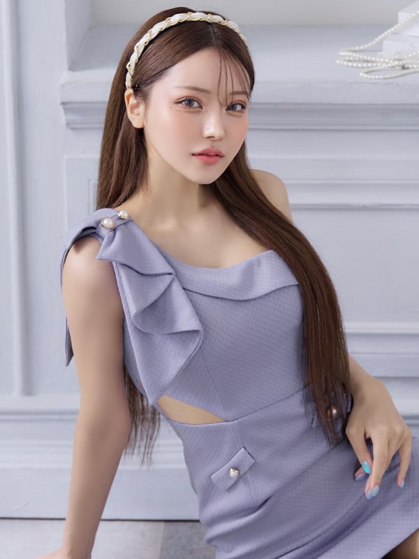 画像12: sugarオリジナルカラー・XSサイズあり【IRMA/イルマ】ショルダーリボン/ ワンショル/ カットアウト/ ワンカラー/ パール/ タイト/ ミニドレス/ キャバドレス【HC02】 (12)