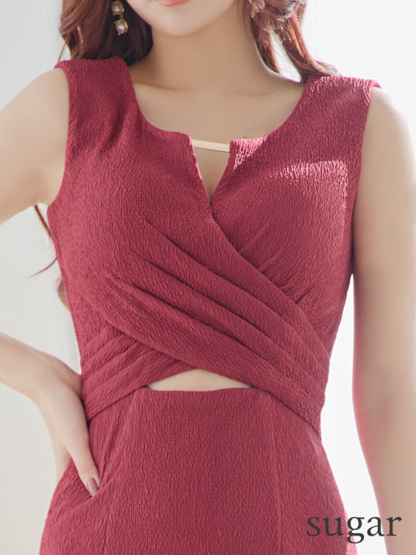 画像11: XSサイズあり【IRMA/イルマ】ワンカラー/ ウエストカット/ タック/ ノースリーブ/ タイト/ ミニドレス/ キャバドレス【HC02】 (11)