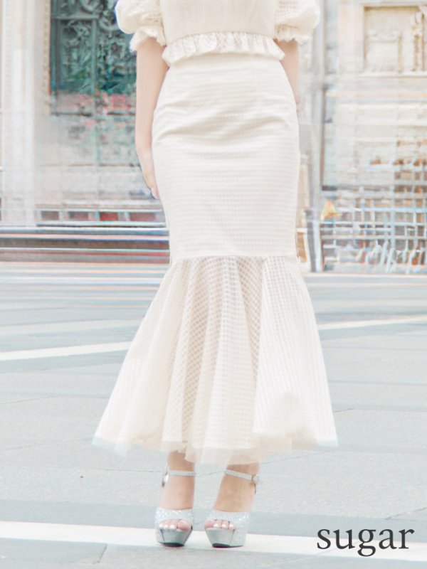 画像10: Lサイズあり【DEA./ディア】チェック/ フリルオフショル/ マーメイド/ セットアップ/ ロングドレス/ キャバドレス long[OF08] (10)