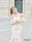 画像3: Lサイズあり【DEA.by ROBE de FLEURS/ディアバイローブドフルール】チェック/ フリルオフショル/ マーメイド/ セットアップ/ ロングドレス/ キャバドレス long[OF2] (3)