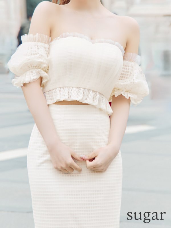 画像9: Lサイズあり【DEA./ディア】チェック/ フリルオフショル/ マーメイド/ セットアップ/ ロングドレス/ キャバドレス long[OF08] (9)