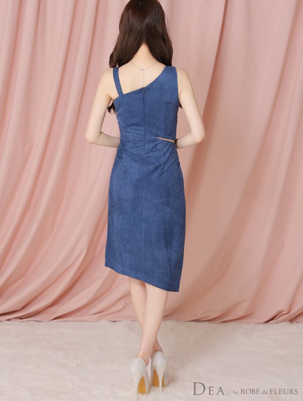 画像11: XSサイズあり【DEA./ディア】ウエストスリット/ スエード/ タイト/ ミディアム丈/ ワンピース/ キャバドレス[OF08] (11)