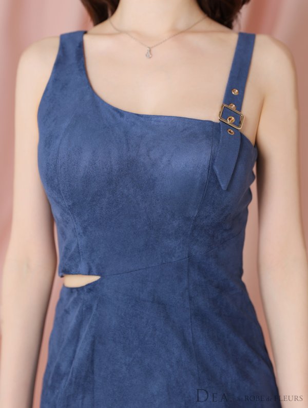 画像13: XSサイズあり【DEA./ディア】ウエストスリット/ スエード/ タイト/ ミディアム丈/ ワンピース/ キャバドレス[OF08] (13)