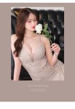 画像4: 【ROBE de FLEURS Glossy/ローブ・ド・フルール グロッシー】バック編み上げ/ スリット/ スパークリーラメ/ ミモレ丈/ ミディアム丈/ ミディアムドレス/ キャバドレスlong[OF2] (4)