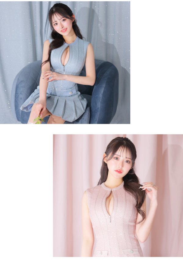 画像10: XSサイズあり【ROBE de FLEURS/ローブドフルール】ノースリーブ/ バストジッパー/ スパンコール/ プリーツ/ フレア/ ミニドレス/ キャバドレス[OF08] (10)