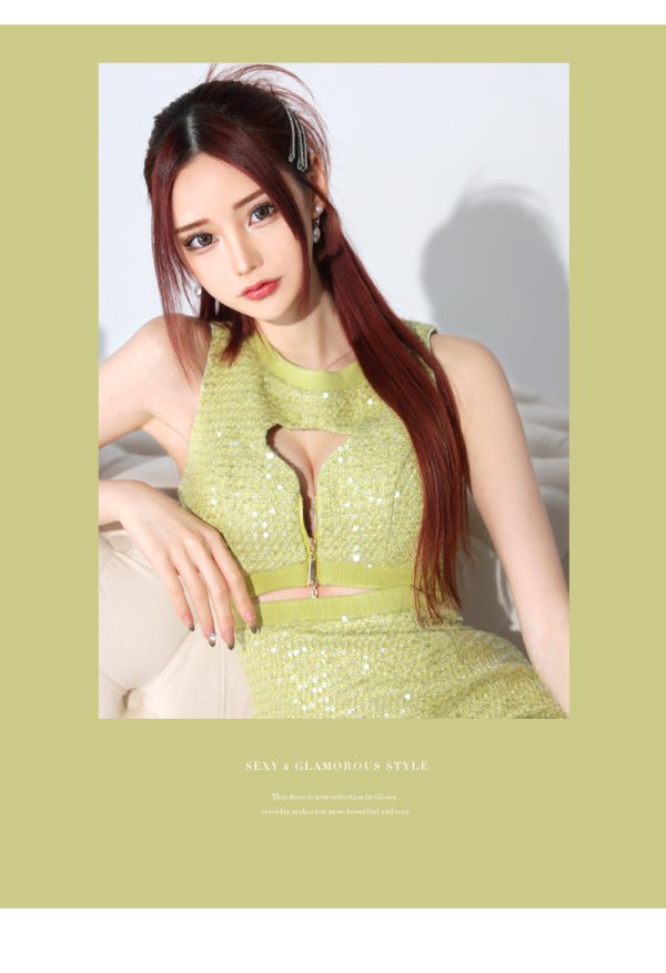 画像27: XSサイズあり【Glossy/グロッシー】ダブルジップ/ スパンコール/ ツイード/ タイト/ ミニドレス/ キャバドレス[OF08] (27)