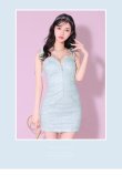画像4: XSサイズあり【ROBE de FLEURS/ローブドフルール】バストジッパー/ ショルダーリボン/ スパンコール/ タイト/ ミニドレス/ キャバドレス[OF2] (4)