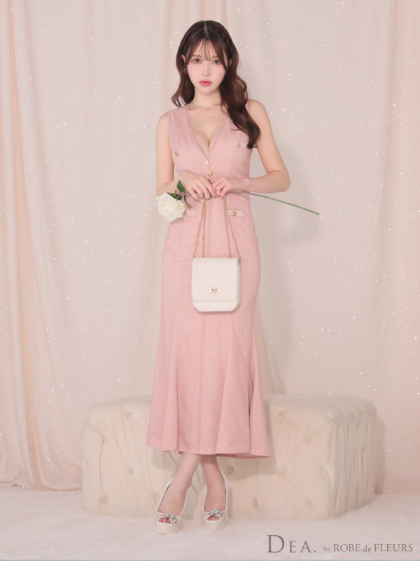 画像25: Lサイズあり【DEA./ディア】マーメイド/ ゴールドボタン/ サマー/ ラメ/ ノースリーブ/ フレア/ ワンピース/ ロングドレス/ キャバドレス long[OF08] (25)