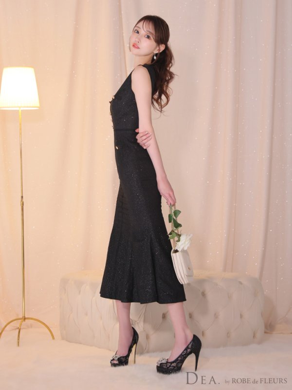 画像21: Lサイズあり【DEA./ディア】マーメイド/ ゴールドボタン/ サマー/ ラメ/ ノースリーブ/ フレア/ ワンピース/ ロングドレス/ キャバドレス long[OF08] (21)