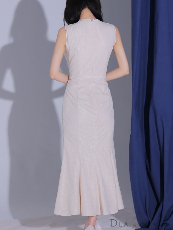 画像14: Lサイズあり【DEA./ディア】マーメイド/ ゴールドボタン/ サマー/ ラメ/ ノースリーブ/ フレア/ ワンピース/ ロングドレス/ キャバドレス long[OF08] (14)