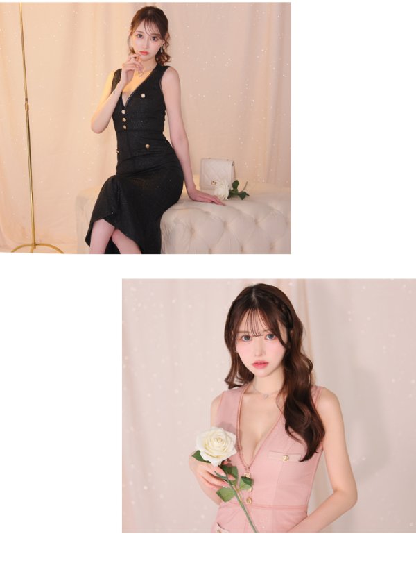 画像22: Lサイズあり【DEA./ディア】マーメイド/ ゴールドボタン/ サマー/ ラメ/ ノースリーブ/ フレア/ ワンピース/ ロングドレス/ キャバドレス long[OF08] (22)