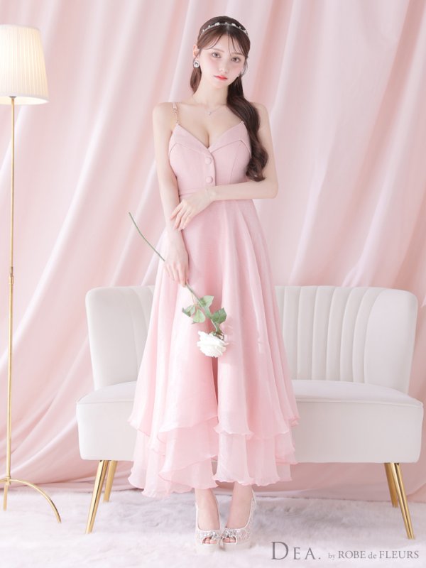 画像9: Lサイズあり【DEA./ディア】サマーツイード/ ティアード/ フレア/ オーガンジー/ キャミソール/ ワンピース/ ロングドレス/ キャバドレス long[OF08] (9)