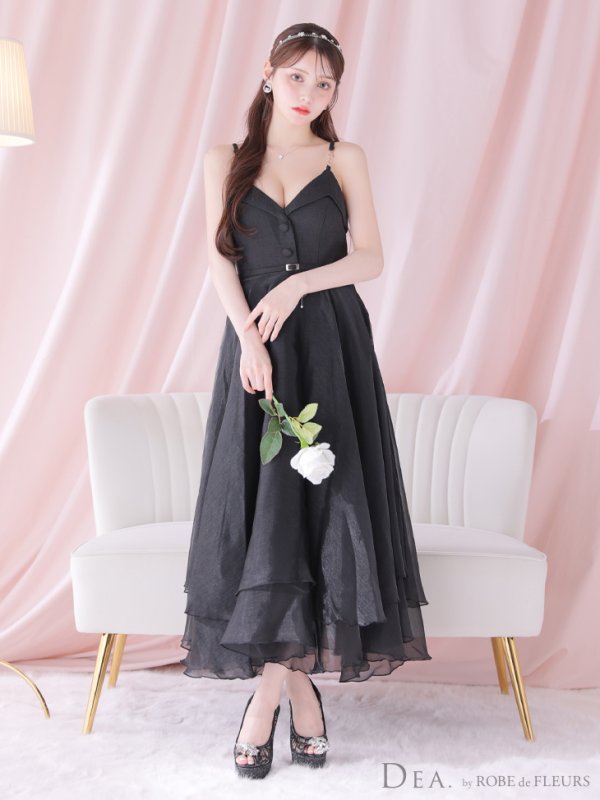 画像17: Lサイズあり【DEA./ディア】サマーツイード/ ティアード/ フレア/ オーガンジー/ キャミソール/ ワンピース/ ロングドレス/ キャバドレス long[OF08] (17)