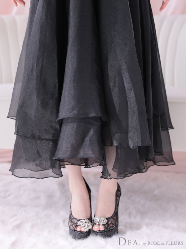 画像20: Lサイズあり【DEA./ディア】サマーツイード/ ティアード/ フレア/ オーガンジー/ キャミソール/ ワンピース/ ロングドレス/ キャバドレス long[OF08] (20)