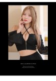 画像9: XSサイズあり【ROBE de FLEURS Glossy/ローブ・ド・フルール グロッシー】シアースリーブ/ クロスストラップ/ セットアップ/ ミニドレス/ キャバドレス[OF2] (9)