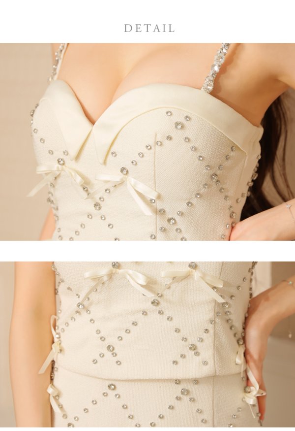 画像39: 【るな/関西コレクション着用】XSサイズあり【ROBE de FLEURS/ローブドフルール】サテンリボン/ ビジュー/ ガーリー/ セットアップ/ タイト/ ミニドレス/ キャバドレス[OF08] (39)