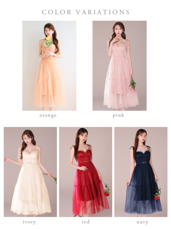 画像20: XS-Lサイズあり【DEA./ディア】ショルダーリボン/ フレア/ チュール/ ワンピース/ ロングドレス/ キャバドレス long[OF08]【一部予約商品/12月上旬発送予定】 (20)