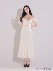 画像6: XS-Lサイズあり【ROBE de FLEURS Glossy/ローブ・ド・フルール グロッシー】フェザーショルダー/ ビジュー/ リブ/ ロングドレス/ キャバドレス long[OF2] (6)