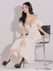 画像7: XS-Lサイズあり【ROBE de FLEURS Glossy/ローブ・ド・フルール グロッシー】フェザーショルダー/ ビジュー/ リブ/ ロングドレス/ キャバドレス long[OF2] (7)