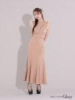 画像10: XS-Lサイズあり【ROBE de FLEURS Glossy/ローブ・ド・フルール グロッシー】フェザーショルダー/ ビジュー/ リブ/ ロングドレス/ キャバドレス long[OF2] (10)