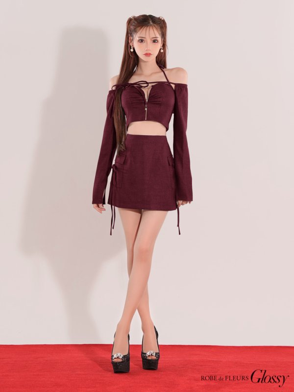 バーガンディ モデル:みみ 身長:162cm 着用サイズ:Sサイズ