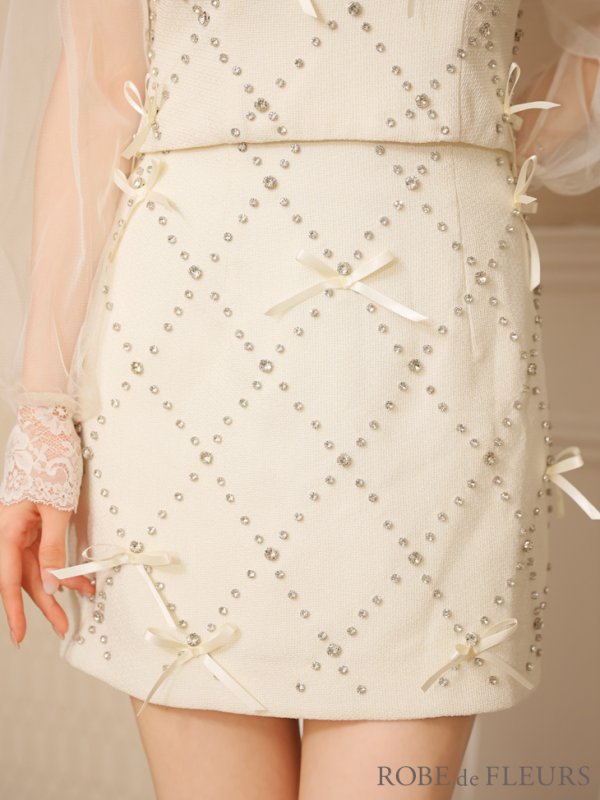 画像22: XSサイズあり【ROBE de FLEURS/ローブドフルール】袖チュール/ ランダムリボン/ セットアップ/ ミニドレス/ キャバドレス[OF08] (22)