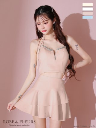 花柄ホルターネックフレアロングキャバドレス Lサイズあり【DEA./ディア】花柄/ ホルターネック/ フレア