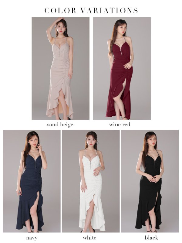 画像20: XSサイズあり【Glossy/グロッシー】ラメ/ フリル/ スリット/ キャミ/ ロングドレス/ キャバドレス long[OF08] (20)