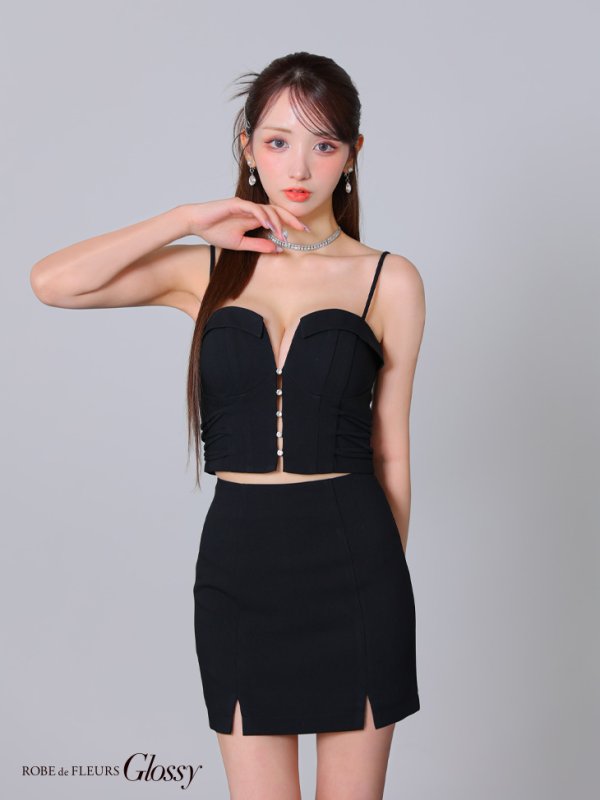 画像19: XSサイズあり【Glossy/グロッシー】サイド編み上げ/ バストカット/ タイト/ セットアップ/ ミニドレス/ キャバドレス[OF08] (19)