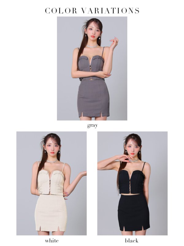 画像16: XSサイズあり【Glossy/グロッシー】サイド編み上げ/ バストカット/ タイト/ セットアップ/ ミニドレス/ キャバドレス[OF08] (16)