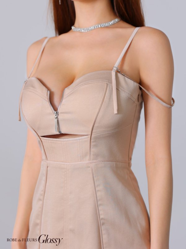 画像11: XSサイズあり【Glossy/グロッシー】バストジップ/ フェイクスエード/ パイピング/ タイト/ ミニドレス/ キャバドレス[OF08] (11)