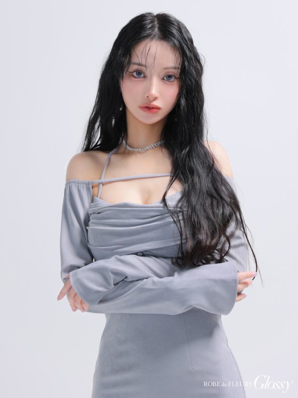 ブルーグレー　モデル：まおちゃる　身長：160cm　着用サイズ：Sサイズ