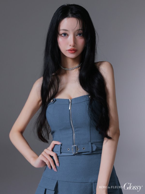 ブルー モデル：まおちゃる　身長：158cm　着用サイズ：Sサイズ