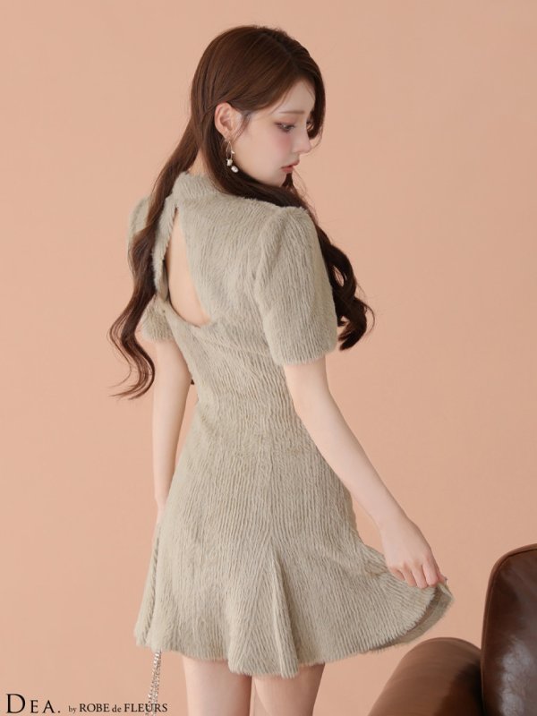 画像11: XSサイズあり【DEA./ディア】バックオープン/ 起毛ニット/ フレア/ ミニドレス/ キャバドレス[OF08] (11)
