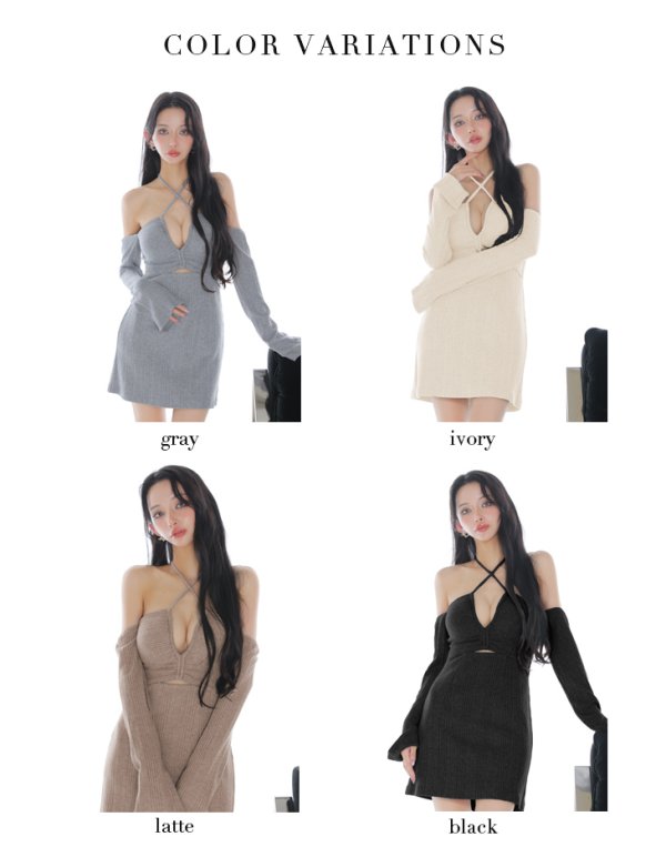 画像17: XSサイズあり【Glossy/グロッシー】ラメリブニット/ カッティング/ オフショル/ タイト/ ミニドレス/ キャバドレス[OF08] (17)