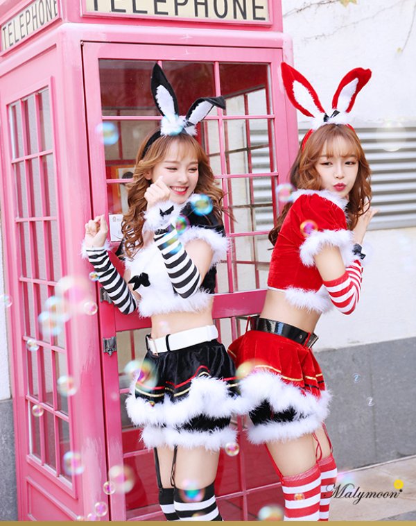画像4: 【即日発送】【クリスマスコスプレ8点セット】【Malymoon/マリームーン】バニーサンタクロースコスチューム【フリーサイズ/2カラー】[HC03] (4)
