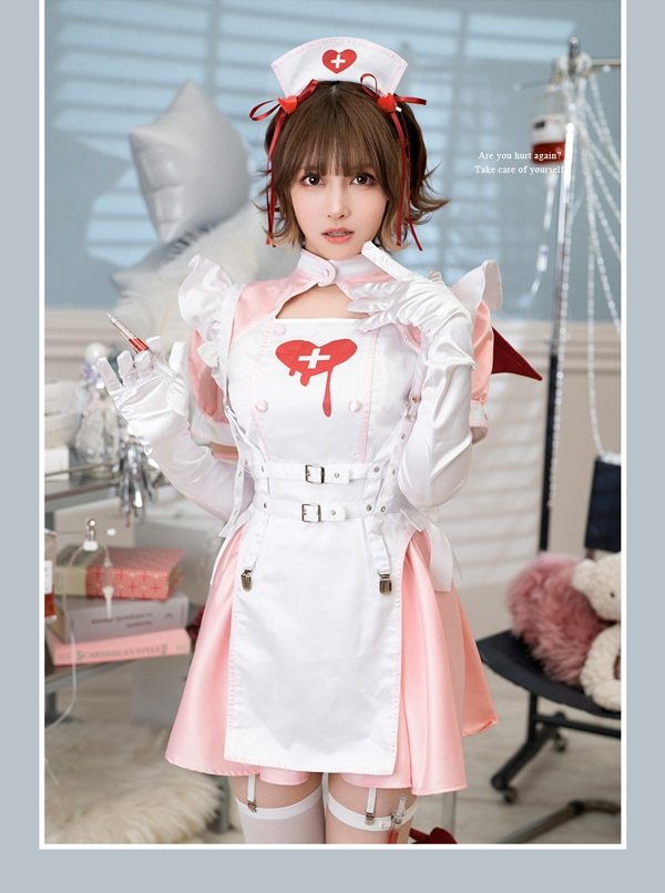 画像2: 【即日発送】デビルハーネスナース【マリームーン】【ハロウィンコスプレ9点セット】【フリーサイズ/2カラー】[HC03] (2)